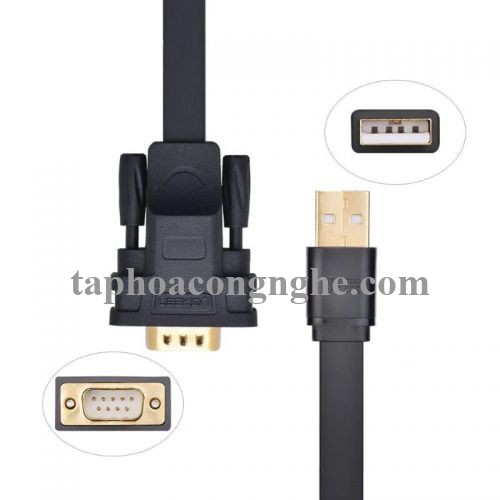 Ugreen 20221 3M Cáp tín hiệu chuyển đổi USB 2.0 sang COM RS232 dáng dẹt cao cấp CR107 30020221